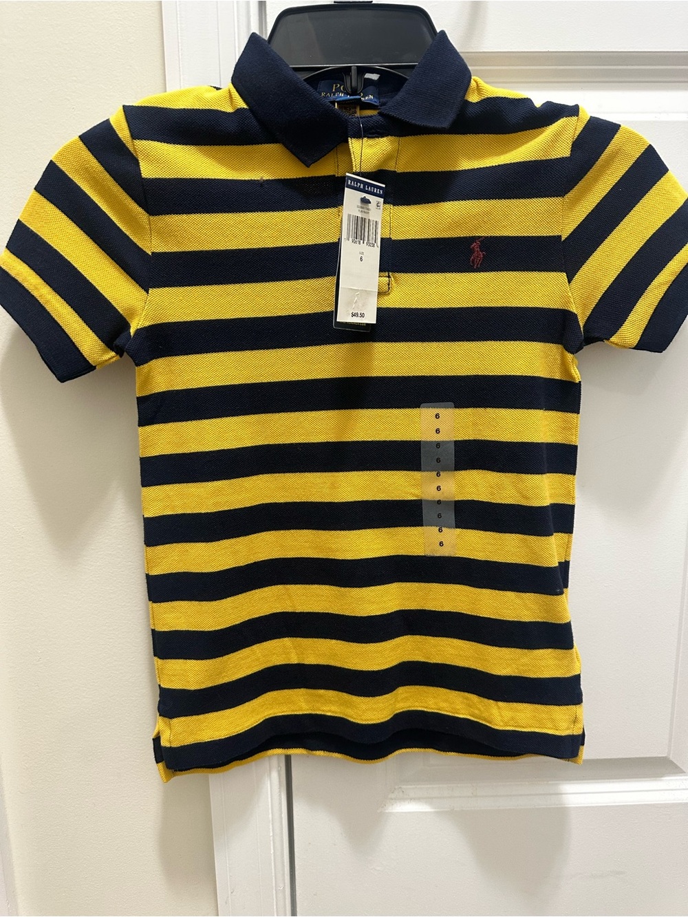 Ralph Lauren Kids Yellow and Navy Stripe Polo